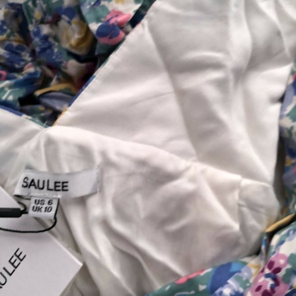 SAU LEE Posey Mini Dress Multi Floral Blue Balloon Sleeve Party 6 NWT $450 - Picture 9 of 10
